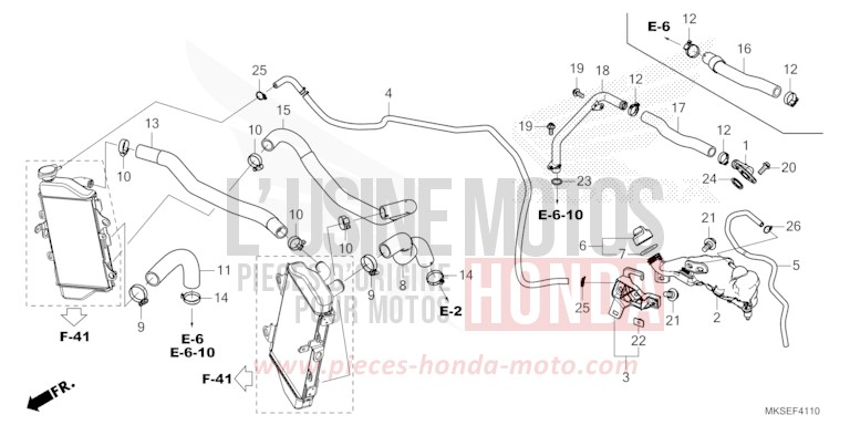 FLEXIBLE DE RADIATEUR/TUYAU D'EAU de Africa Twin DCT GRAND PRIX RED (R380B) 2021